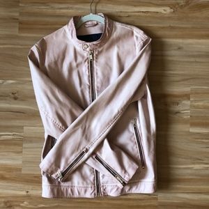 Zara men's light pink faux leather jacket